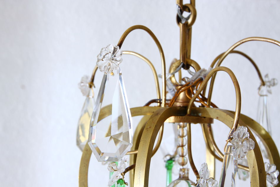 アンティーク 西洋シャンデリア 6灯 直径60×高さ60 クリスタル装飾