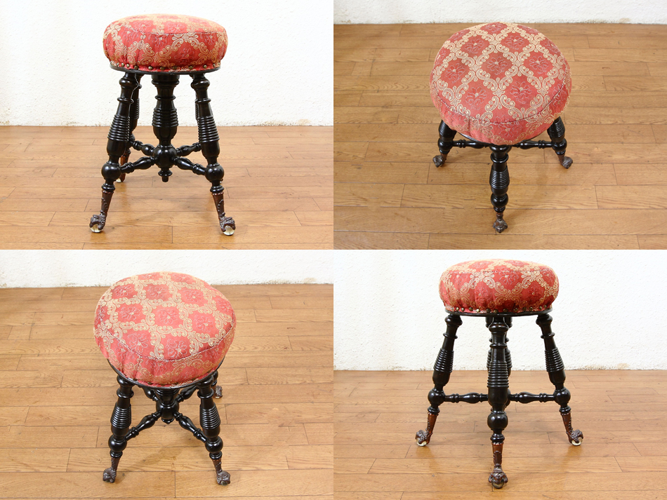 ヴィクトリアン ボウルアンドクロウ ラウンドスツール｜アンティーク