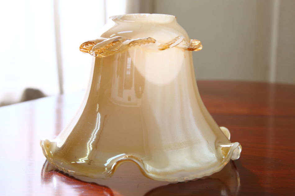 ランプシェイドのみ：アンティーク 玉虫黄色&翠&乳白&桜 ファブリル系