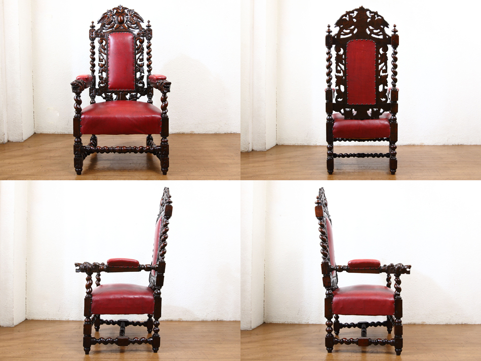 ヴィクトリアン カーブドオーク ツイストアームチェア｜アンティーク