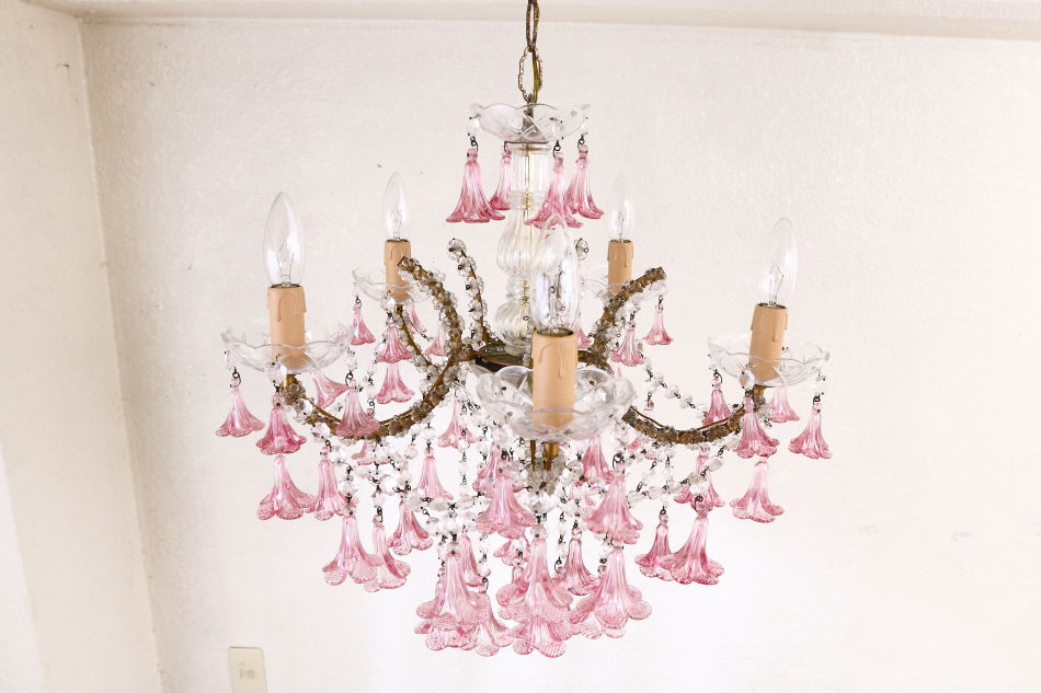 20's フランス アンティーク ピンクムラーノガラスの可愛いミニ