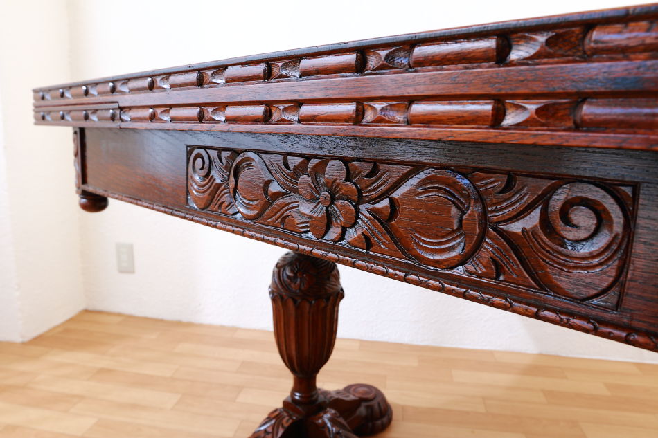 バルボスレッグ オーク ドローリーフテーブル｜アンティーク家具・照明