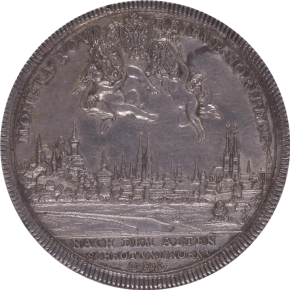 ニュルンベルク(ドイツ) 2ターラー銀貨 都市景観 装飾エッジ