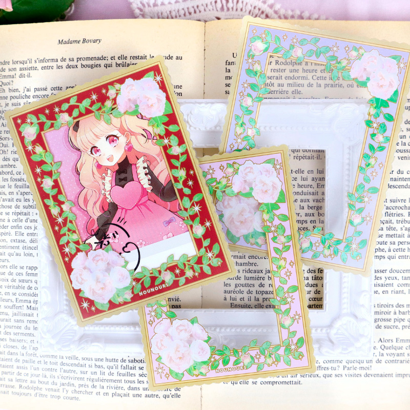 硬質カードケース カードサイズ ヴィンテージフラワーブーケ ブルー