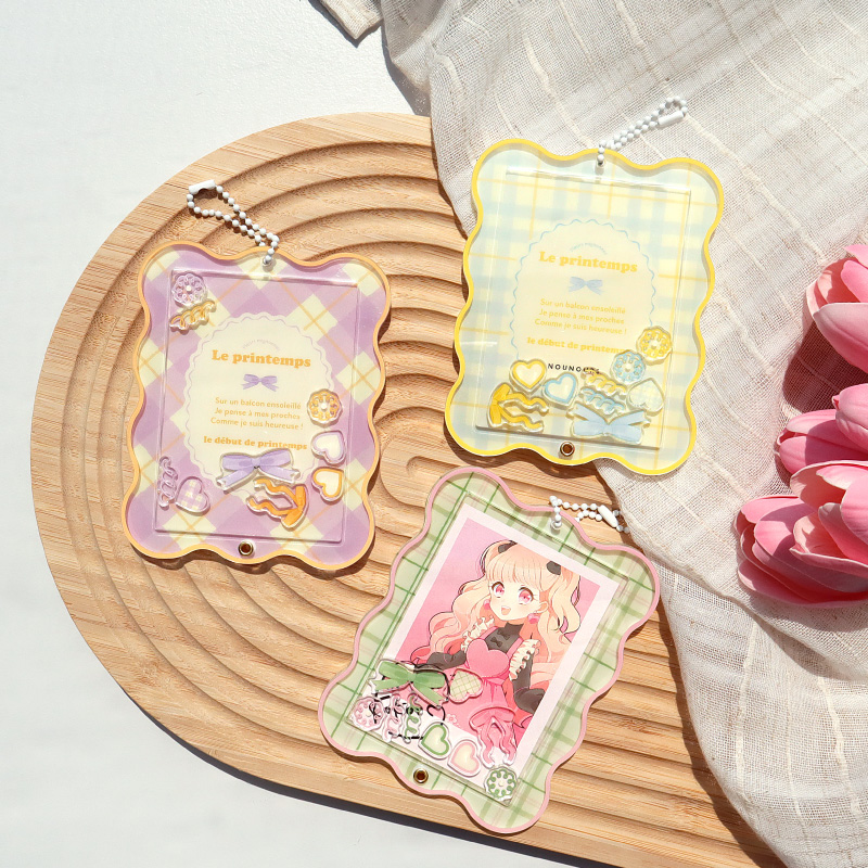 スプリングチェックアクリルフレーム カードサイズ ブルー×イエロー