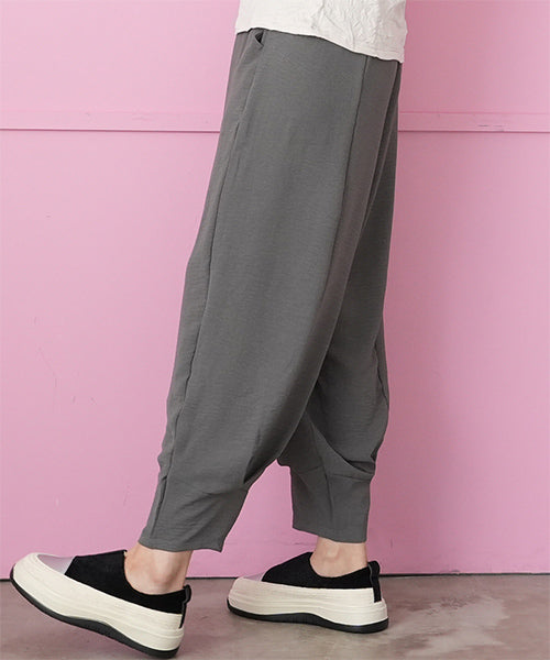 ウエストゴム無地タック使いサルエルパンツ 06-3042｜40代 50代 60代