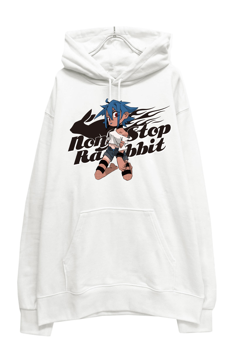 Non Stop Rabbit×GEKIROCK CLOTHING 限定コラボパーカー WHITE×BLACK