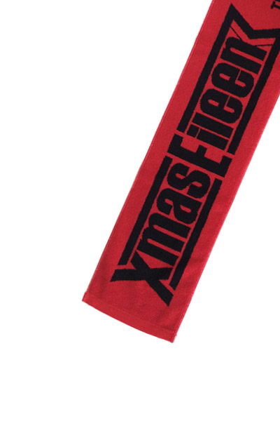 Xmas Eileen ジャガードマフラータオル(赤/黒) / ロックファッション