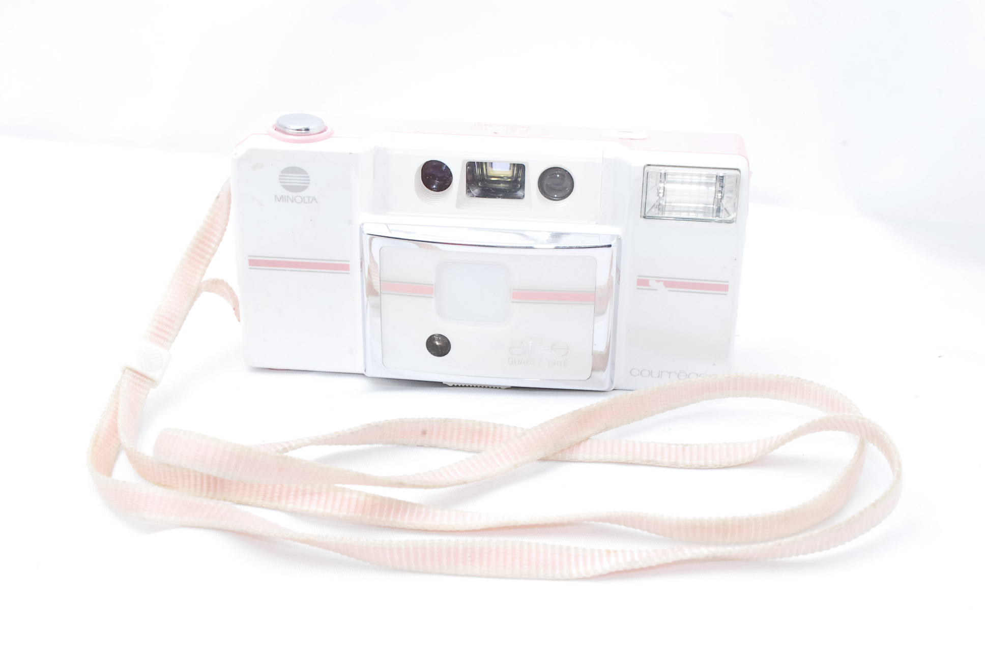 Minolta AF-E 35mm Courreges PINK Point & Shoot Film Camera #7546