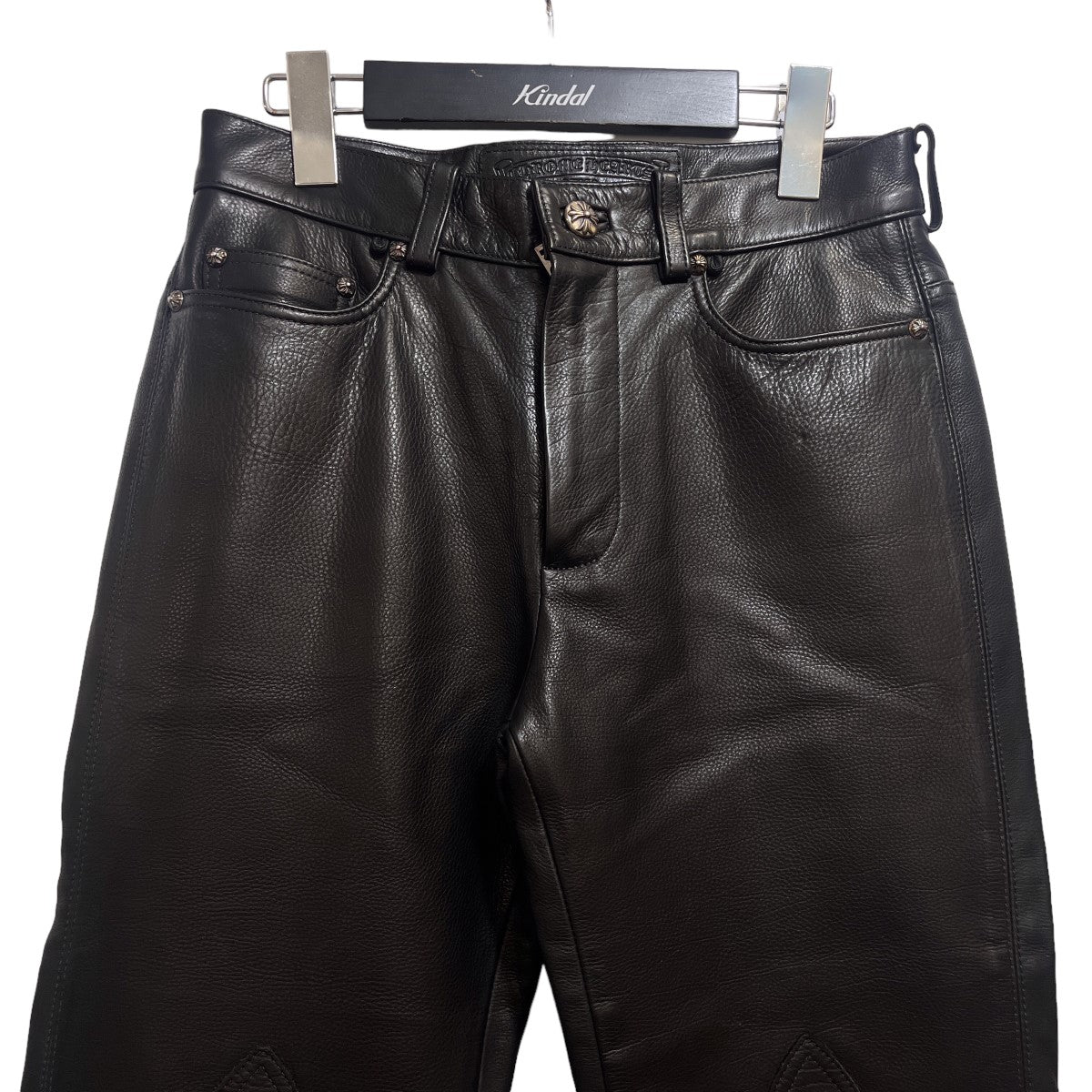 CHROME HEARTS(クロムハーツ) フレアニーレザーパンツ ブラック サイズ