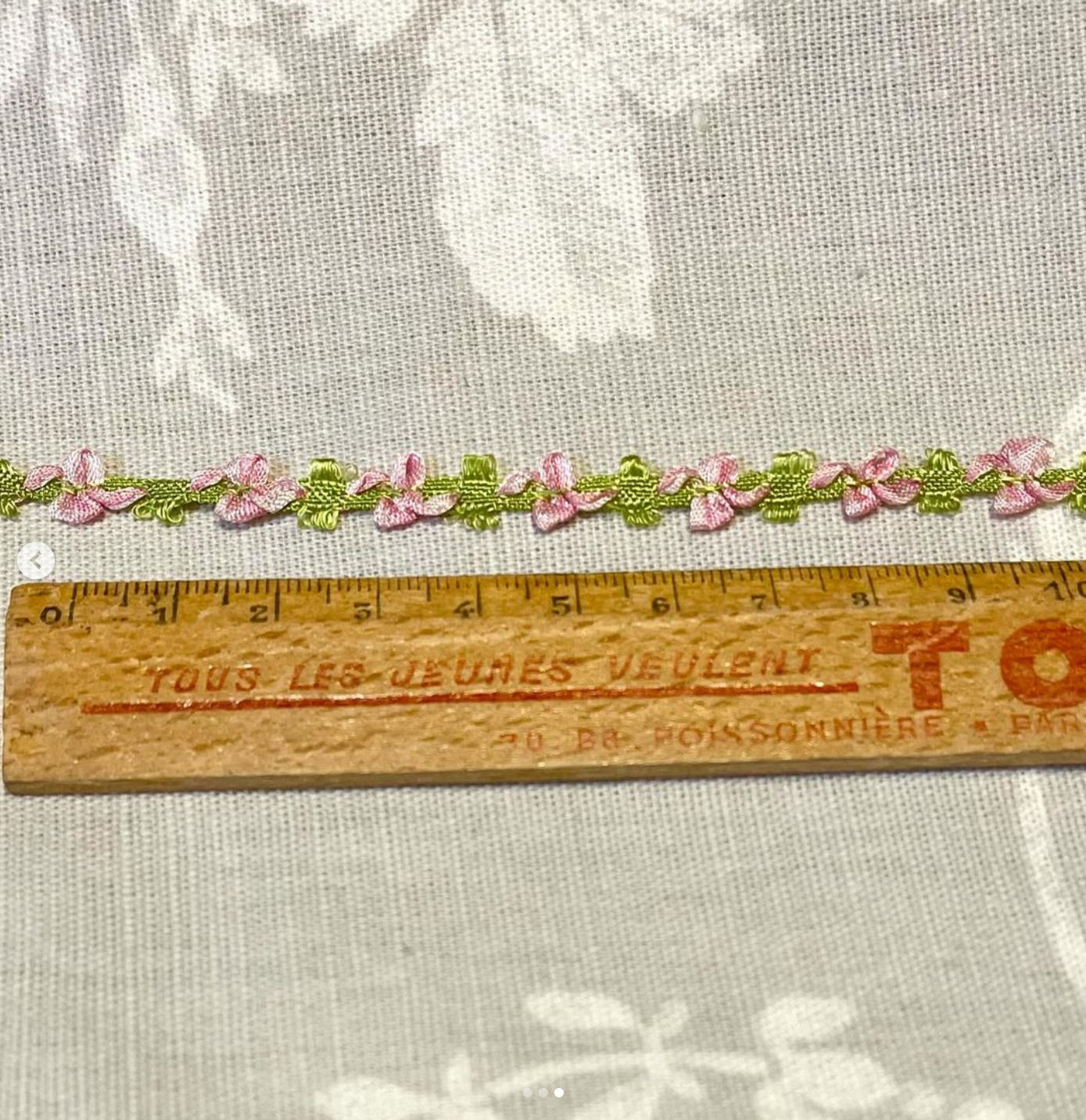 ルールブルー / 仏アンティーク ロココリボン 8ミリ ピンク 1m