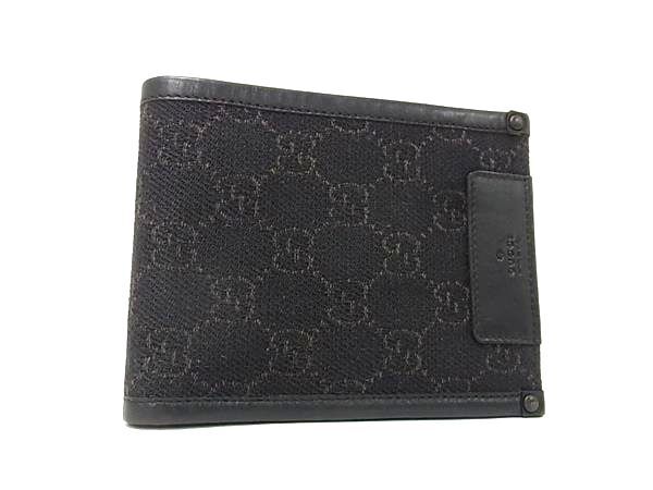GUCCI / 2つ折り財布_インターロッキングG/レザー/BLK/メンズ GUCCI