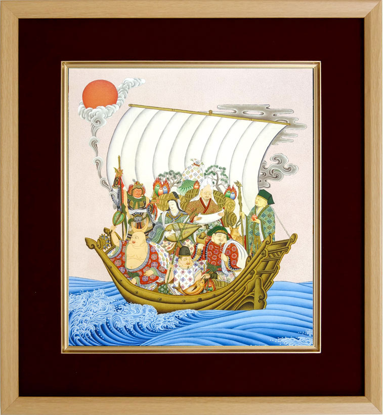 楽天市場】絵画 日本画 額入りアート 「赤富士開運宝船」 J4-F001 F8
