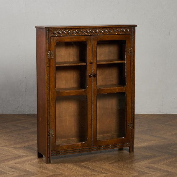 英国アンティークJC製ブックケースキャビネット/本棚/食器棚/飾り棚(91