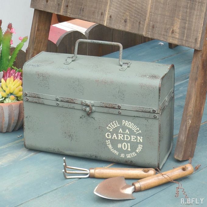 楽天市場】ツールボックス 箱 工具入れ アンティーク 蓋付きボックス