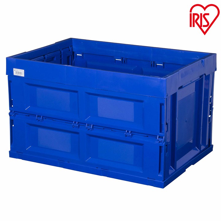 青いプラスチック収納ボックス 折りたたみコンテナ オリコン 12個