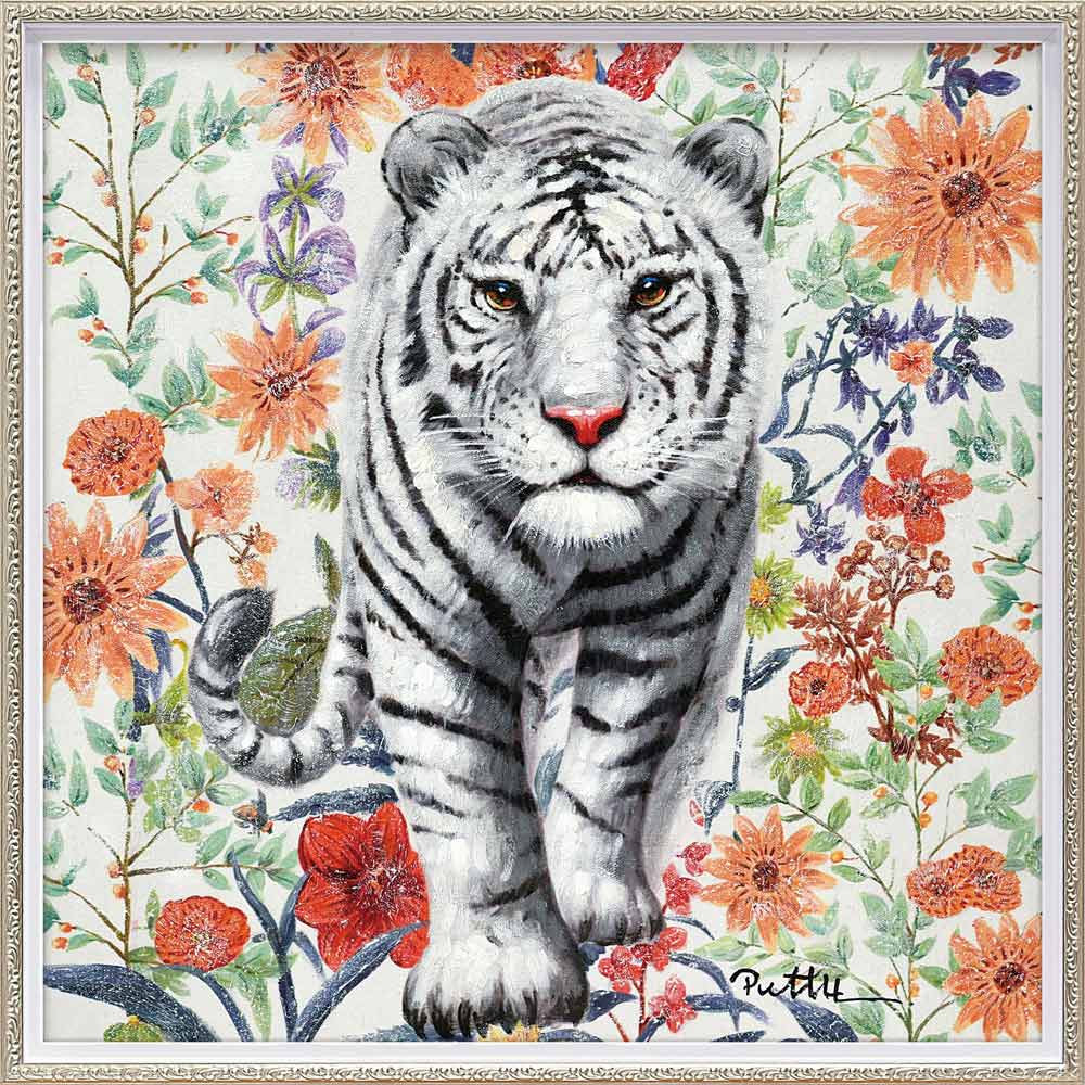 楽天市場】「ジャングルの花園」Mサイズ ・油絵・ハンドペイント・虎