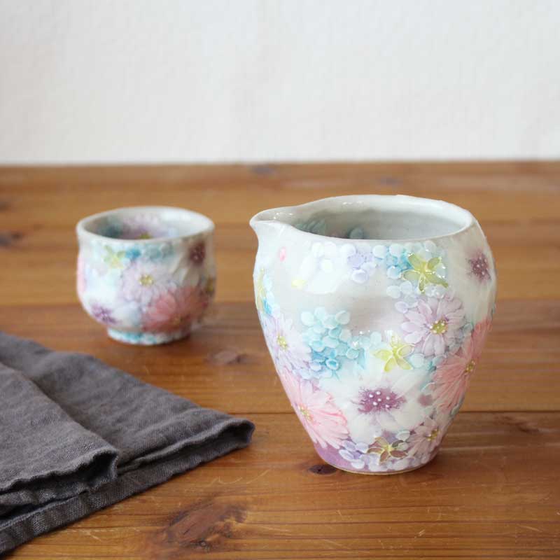 楽天市場】【彩優花 片口】瀬戸焼 和食器 食器 片口徳利 片口注器 酒器