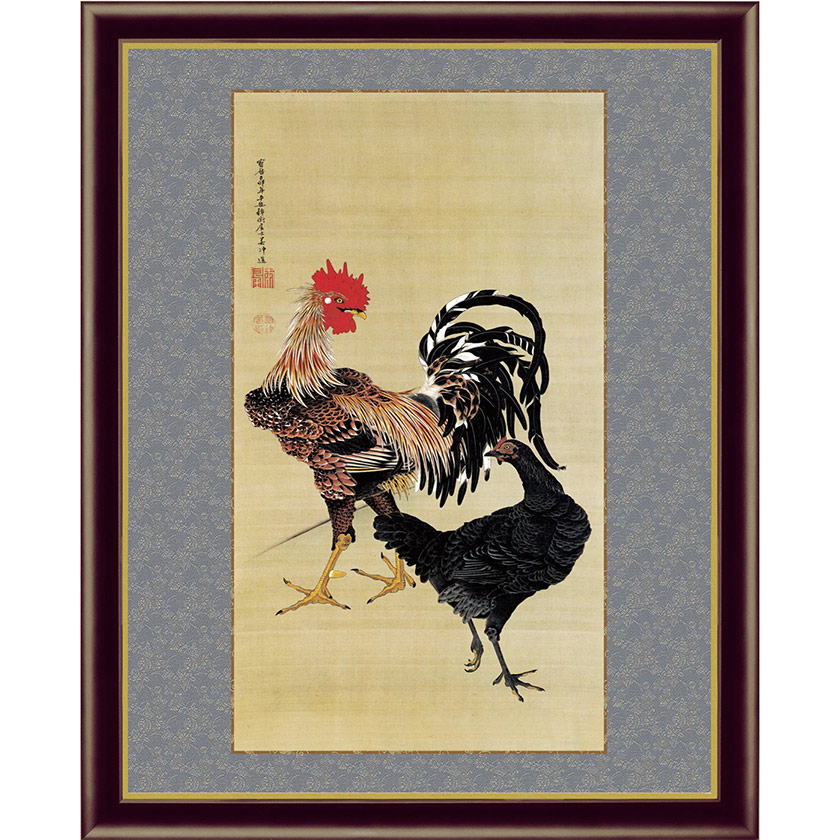 楽天市場】宮本武蔵 紅梅鳩図 複製絵画 額装 美術品 レプリカ : 光