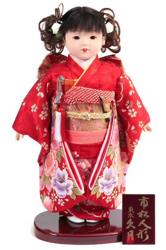 楽天市場】送料無料 久月監製 豊珠作 正絹友禅 本結び帯 市松人形 いち