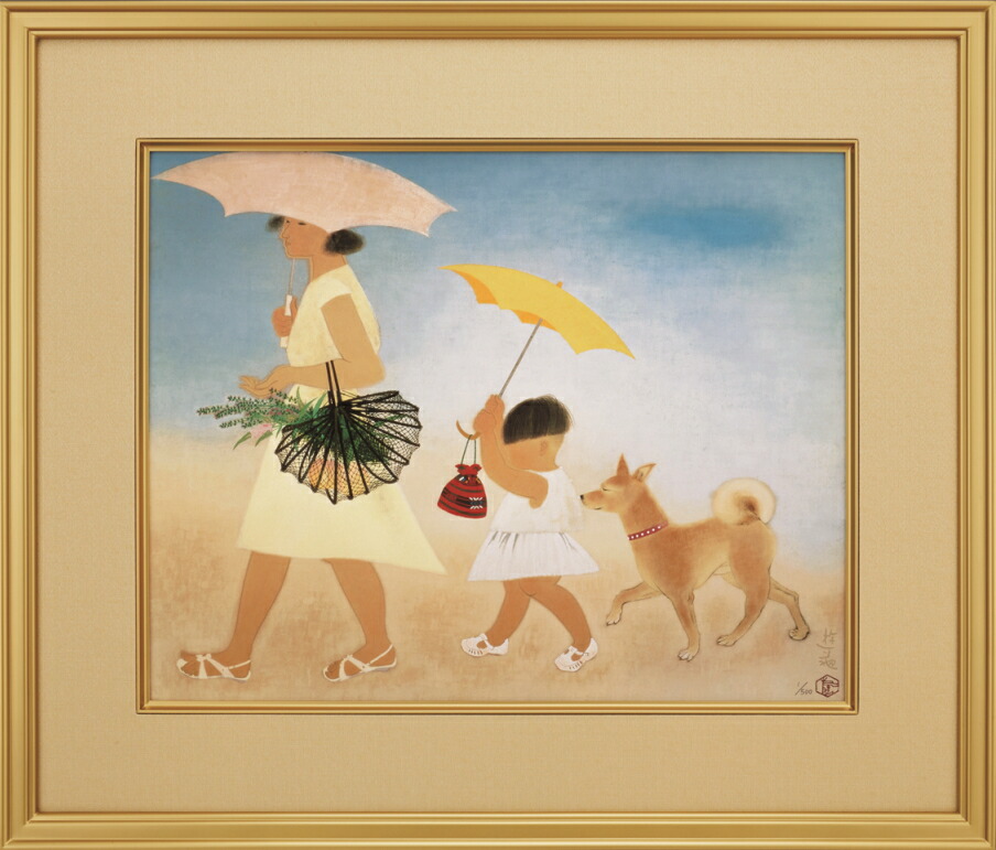 小倉遊亀 「菩薩」 複製木版画 92/250 額装 永井画廊 高見澤研究所 940