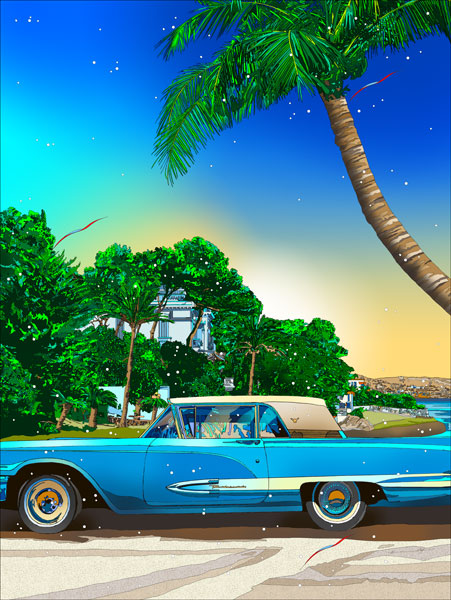 楽天市場】「ニースのアメリカ車」□鈴木英人 版画（額装版画）□南