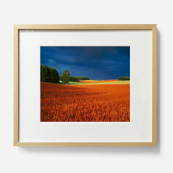 美品 前田光一の素晴らしい木版画「白馬連峰風景」額装 サインと