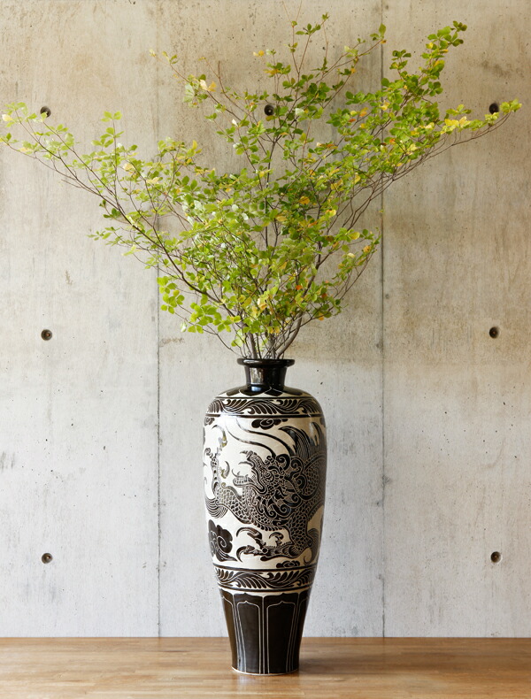 楽天市場】磁州窯の掻き落とし壺【鵞鳥】ガチョウ（約）最大直径30×高