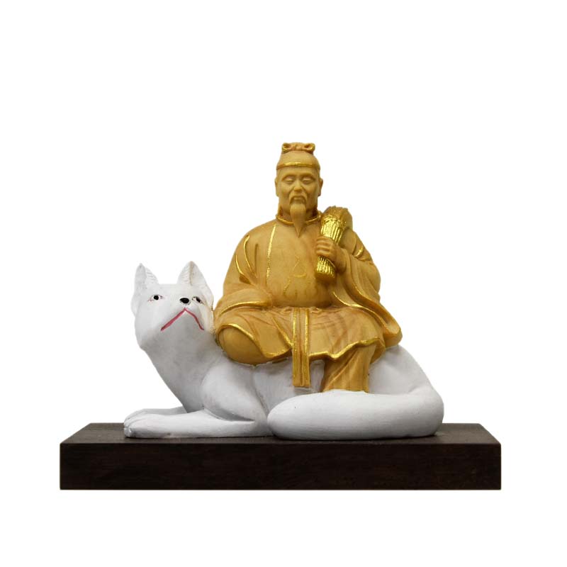 稲荷神像 仏像 E 楽天市場】仏像 稲荷大明神 騎狐像 総高18cm 円光背