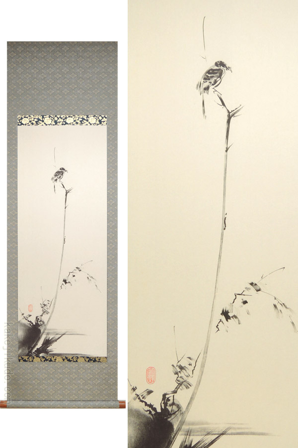 楽天市場】掛け軸 枯木鳴鵙図 宮本武蔵 （複製掛軸）（掛軸小物なし