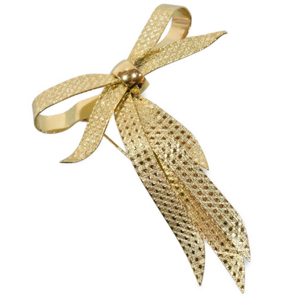 クリスチャンディオール リボンモチーフ ブローチ 特大 11cm