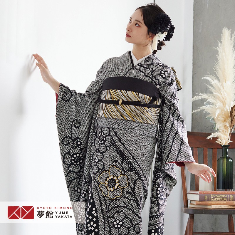 楽天市場】【振袖 レンタル】 結婚式 結納R534 正絹 黒 総絞り金駒桜
