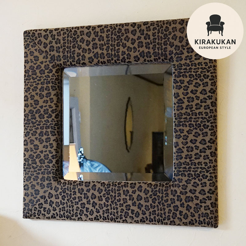 レオパードアート ミラーフレーム付き レオパードアート ミラー