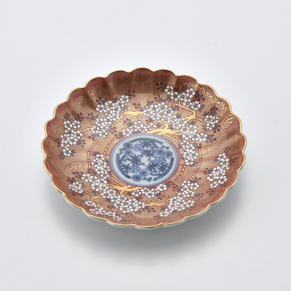 ☆食器/有田焼！赤濃木甲山水 兎図 和皿揃 5枚！『林