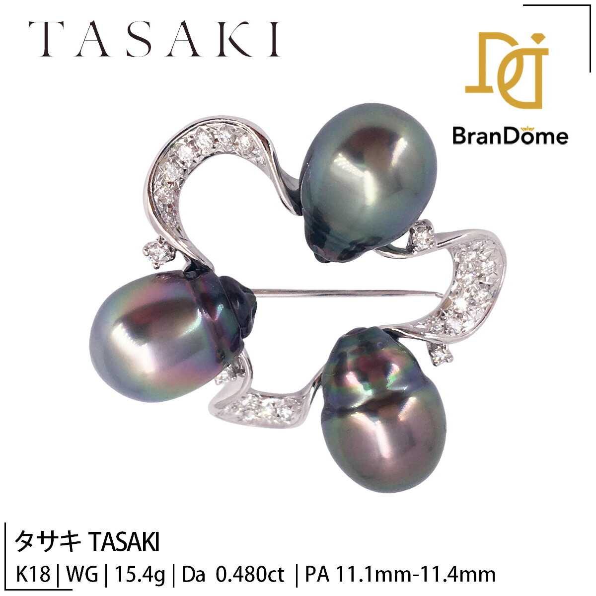 楽天市場】【緑屋質屋】田崎(タサキ・TASAKI) パール・ダイヤ ブローチ