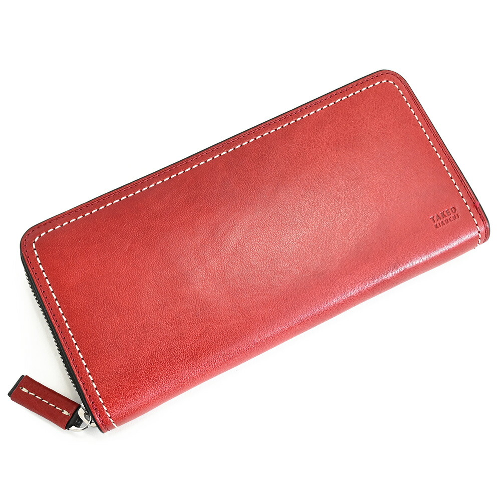 楽天市場】タケオキクチ 財布 長財布 ラウンドファスナー 赤(レッド