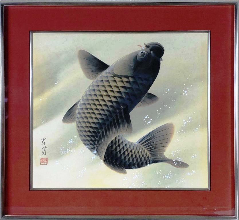 山下関城作 双鯉 元箱付き 山下関城作 双鯉 元箱付き 山下関城作 双鯉