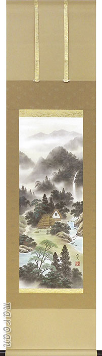 楽天市場】【中古】本物美品長尾梅友の山水図四神相応の掛け軸サイズ