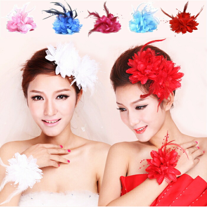 楽天市場】華やかコサージュ 羽根 コサージュ フェザー レース ヘッド