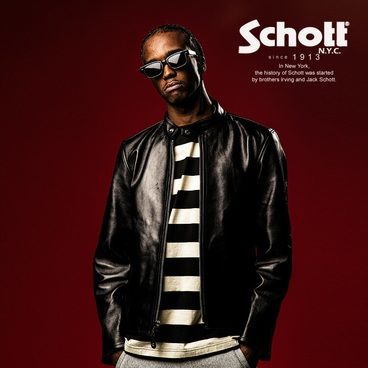Schott141 廃盤 36インチ黒 レザー シングルライダースジャケット