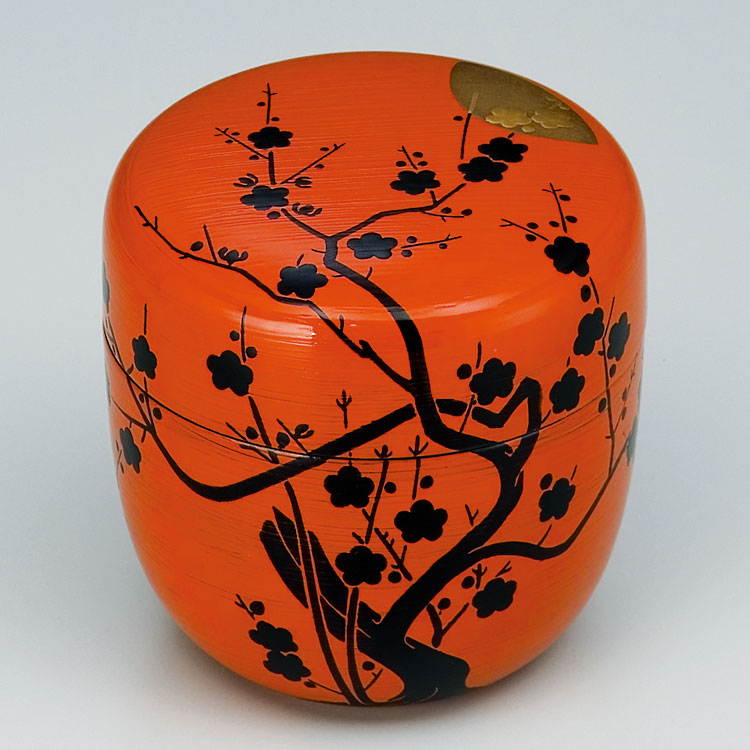 茶道具 木製棗 赤緑模様 圓能斎好 亀蔵棗 一峰作 【公式通販】