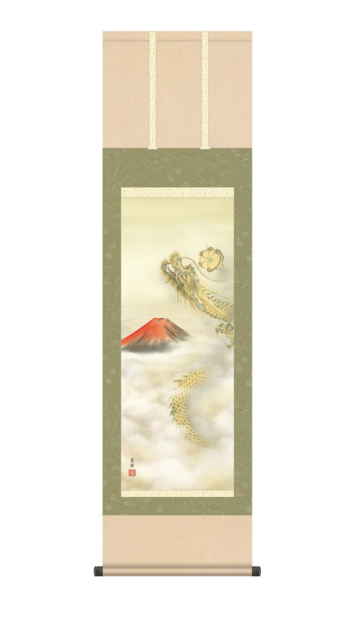 楽天市場】掛け軸 掛軸 慶事飾り 慶祝画 一富士二鷹三茄子 いちふじに