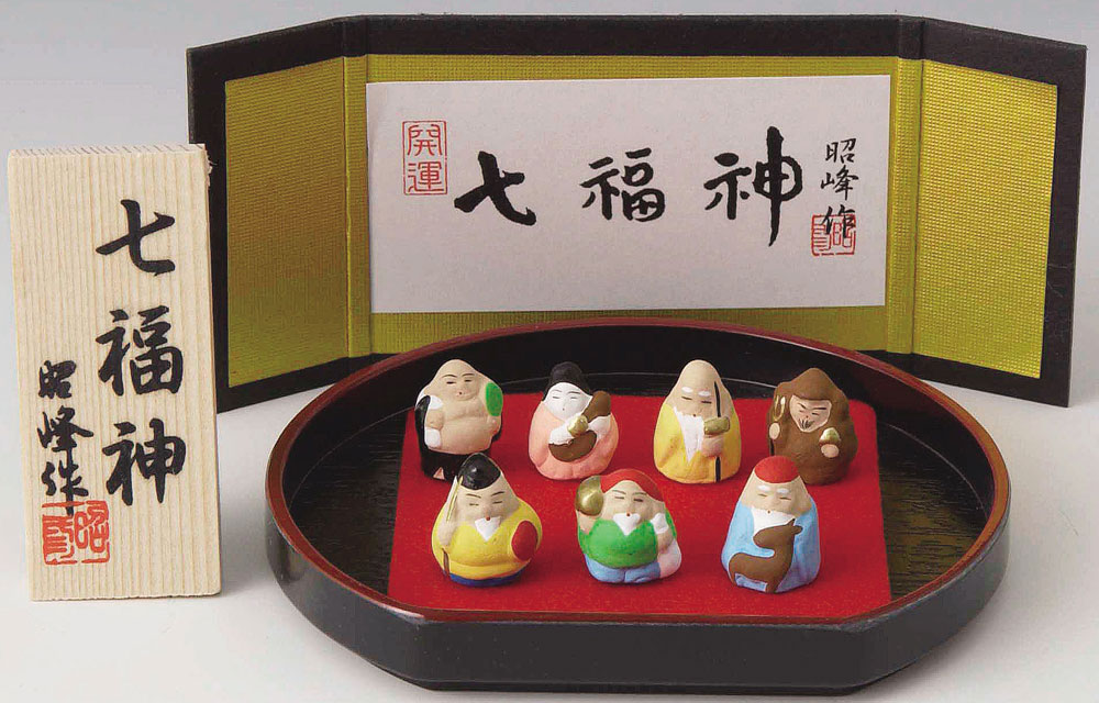 骨董）九谷焼 巨大陶器製 染付 七福神 寿老人 福禄寿 縁起物 置物