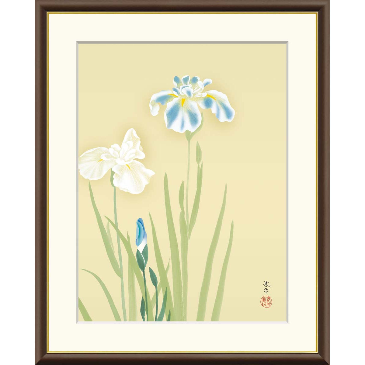楽天市場】有名 画家 額入りアート 菱田春草 「花あやめ」 J2-117 F8