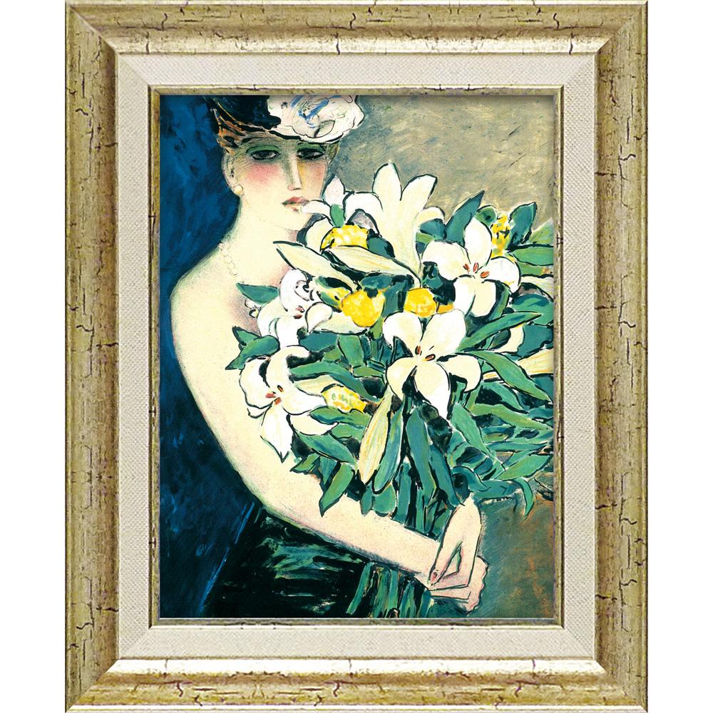 絵画 インテリア 額付(黒) 油絵 F4-080414 人物 女性像 絵画