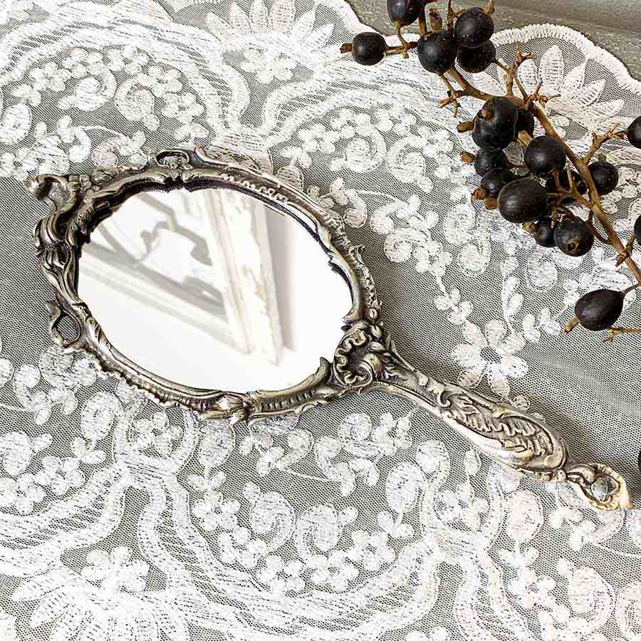 シルバー925 イギリス アンティーク ハンドミラー 手鏡 シルバー925