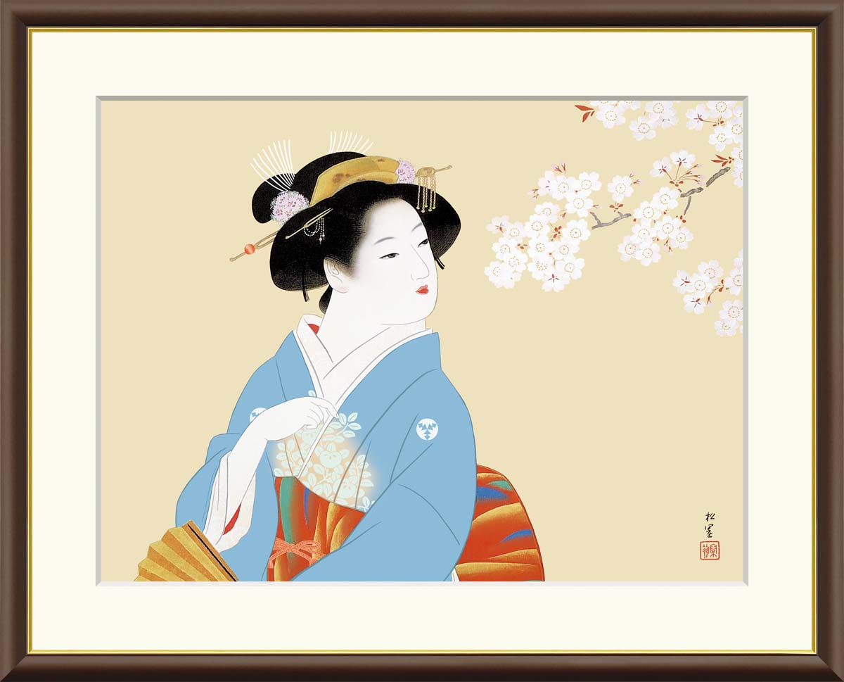楽天市場】有名 画家 額入りアート 上村松園 「花下美人」 J2-027 F8