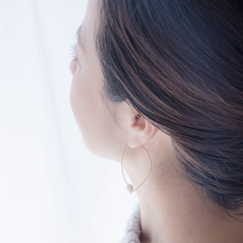 k18 あこや真珠 フープピアス｜大ぶりで上品な存在感のパール