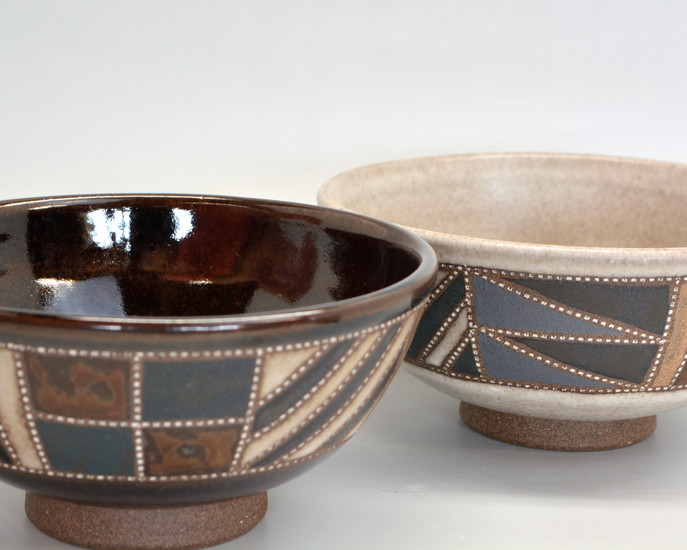 和雑貨 四季彩堂 オンラインショップ / 益子焼 茶碗 釉彩境紋