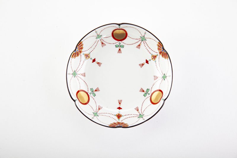 太明年製 赤玉瓔珞文 古伊万里 茶呑 茶碗 口径9.4cm 色絵 錦